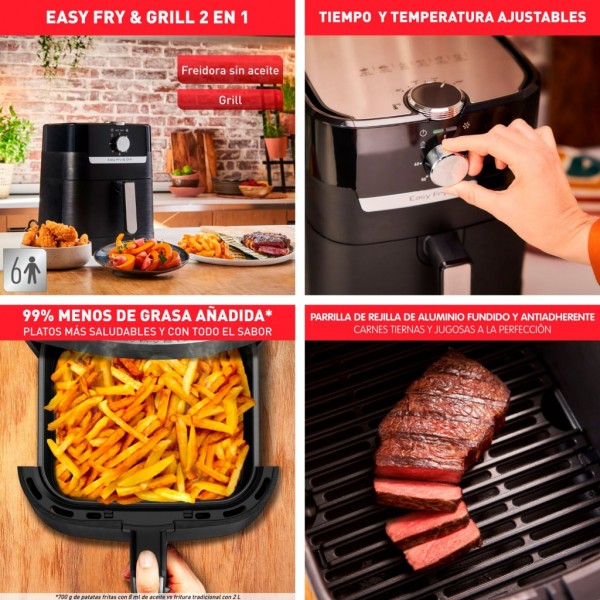 Freidora de Aire Moulinex Easy Fry & Grill 4.2L 1400W 2 en 1 freidora y grill saludable