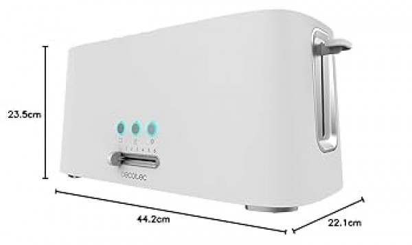 Tostadora Cecotec Toast&Taste 16000 Extra Double White 1630W 2 Ranuras Largas