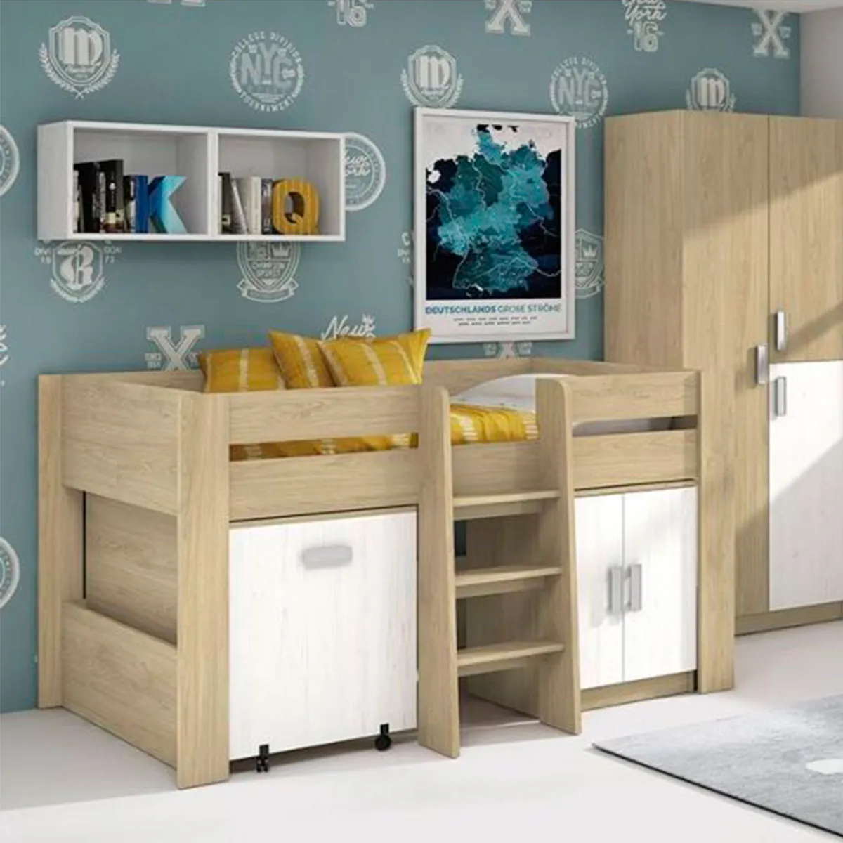 Cama block con mesa estudio Donald