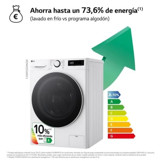 Lavadora LG F2WR5S09A0W, 9kg, 1200rpm, clase A