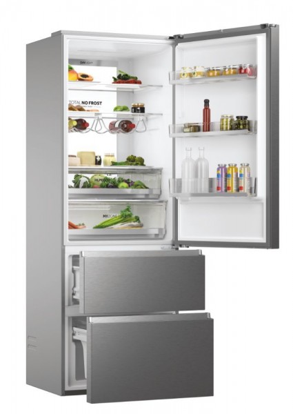 Frigorifico 3 puertas  HAIER HTW7720ENMP 201x70cm Inox