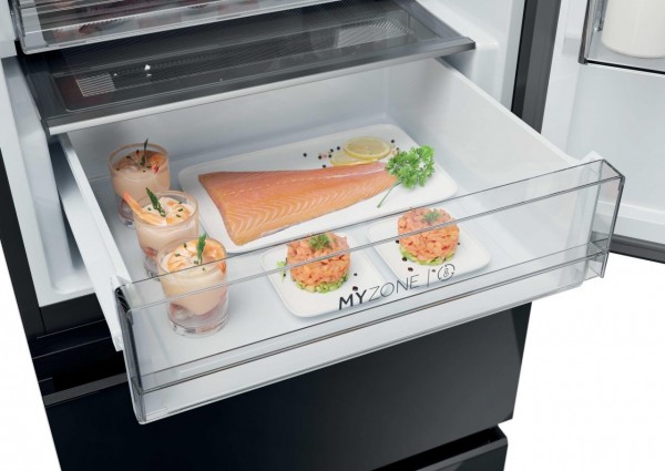 Frigorífico Combi Haier HTW7620DNGB 205x60 Cristal Negro 414L Clase D