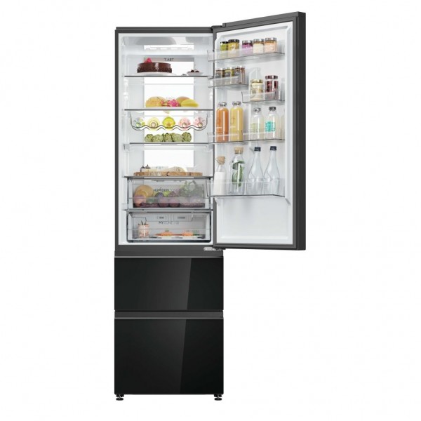 Frigorífico Combi Haier HTW7620DNGB 205x60 Cristal Negro 414L Clase D
