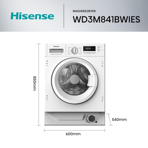 Lavasecadora Integrable Hisense WD3M841BWIES 8/6 kg 1400 RPM Clase B/E