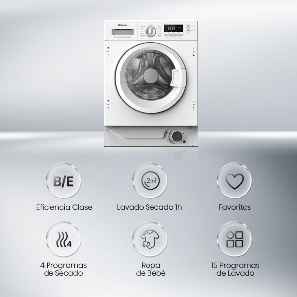 Lavasecadora Integrable Hisense WD3M841BWIES 8/6 kg 1400 RPM Clase B/E