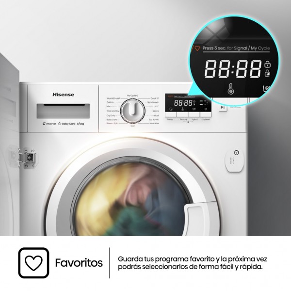 Lavasecadora Integrable Hisense WD3M841BWIES 8/6 kg 1400 RPM Clase B/E
