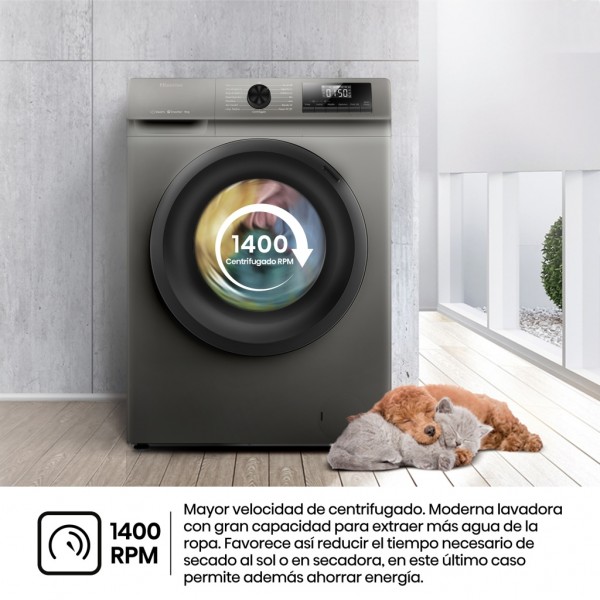 Lavadora Hisense WF1Q8041BT 8Kg 1400rpm Inox Clase A | Potencia, eficiencia y diseño moder