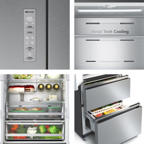 Frigorífico Combi Hisense RF632N4AIC1 485L No Frost Total Inox Clase C