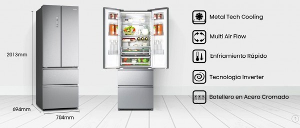 Frigorífico Combi Hisense RF632N4AIC1 485L No Frost Total Inox Clase C