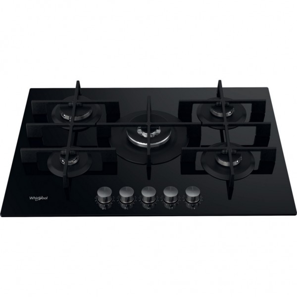 Encimera Whirlpool GOWL728NB Gas 73cm Negra 5 Fuegos con Multilevel Flame 9 niveles