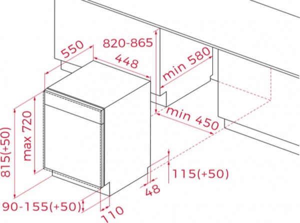 Lavavajillas Teka DFI44800 10 Cubiertos Integrable 45cm Clase E