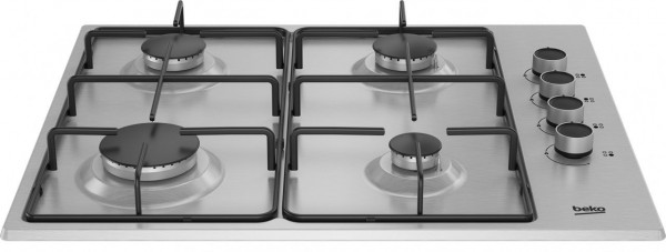 Encimera Beko HIGG64103SXN Inox 4 Fuegos Gas Natural/Butano con Quemadores Alta Eficiencia
