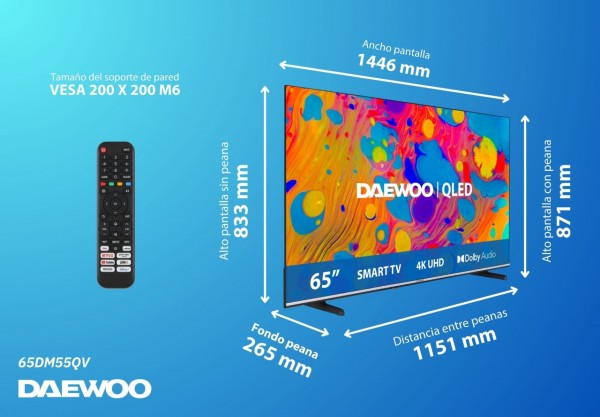 Smart TV Daewoo 65DM55QV 65” QLED 4K UHD HDR VIDAA