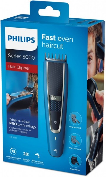Cortapelos Philips HC561215, Azul-Negro, 28 posiciones
