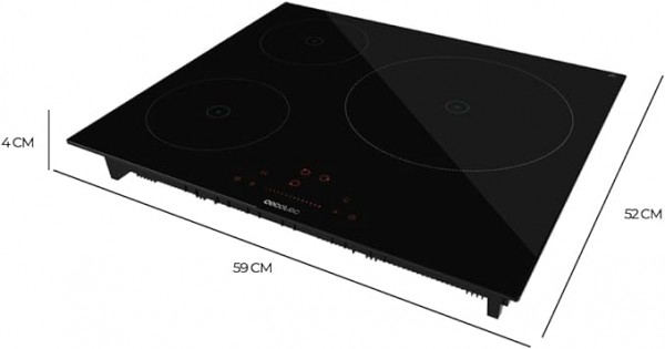 Placa de Inducción Cecotec Bolero Squad I 3200 3 Fuegos 7200W Booster y Slider Touch