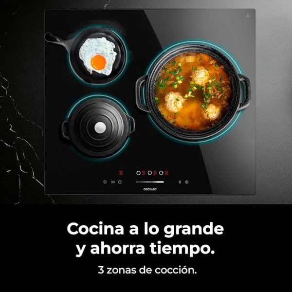 Placa Vitrocerámica Bolero Squad V 3100 Cecotec 3 Zonas 5700W Control Táctil