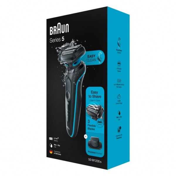 Braun Series 5 50-M1200S afeitadora Máquina de afeitar de láminas Recortadora Negro Azul