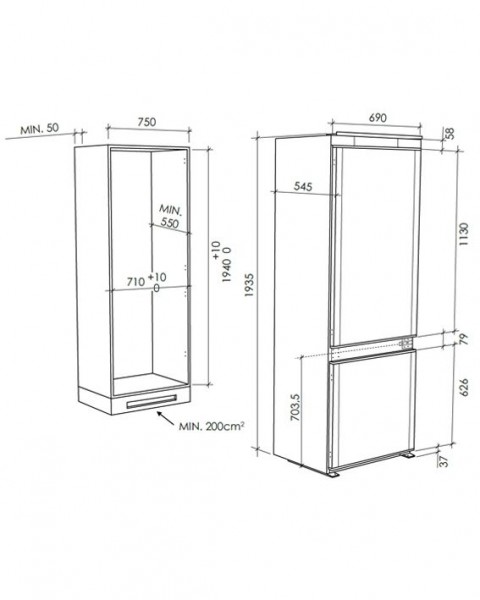 Frigorifico Combi integrable Candy CBT7719FW 193 cm No Frost F wifi