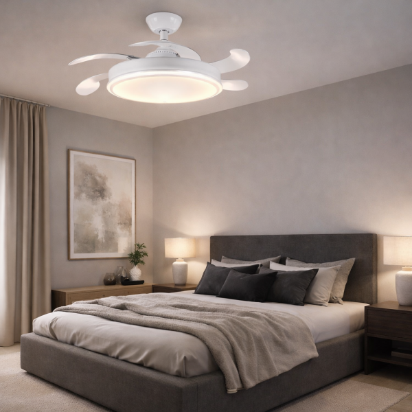 Ventilador Dc Guerrero 44w Blanco 4asp 107d 4900lm 3500-4000-6500k Remoto Y Temporizador