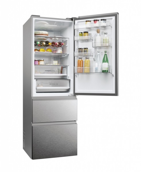 Frigorífico Combi Haier HTW5618ENMG 360L No Frost Clase E 185x60cm Inox Inverter WiFi