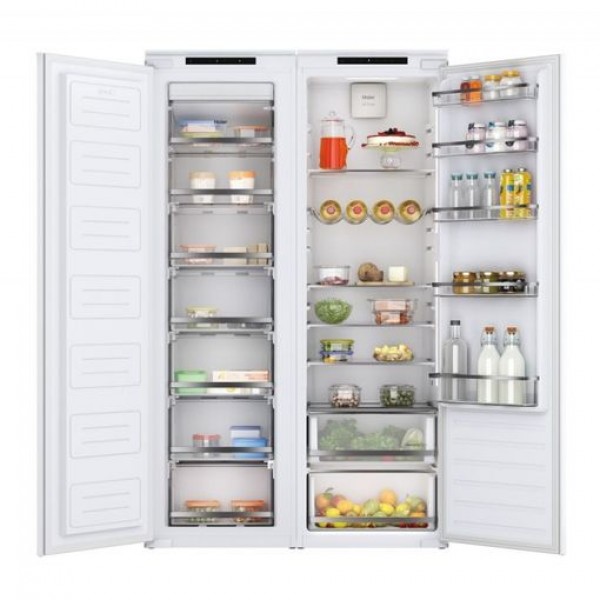 Congelador Vertical Haier HAUN518EW 200L No Frost, Integrable, 177x54cm, Clase E, Blanco