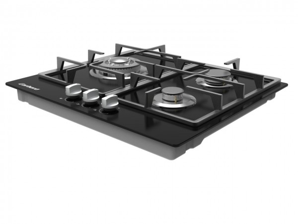 Encimera Corberó CPCGM3F3121N Cristal Negro 3 Fuegos Gas Butano con Wok y Parrillas Fundid