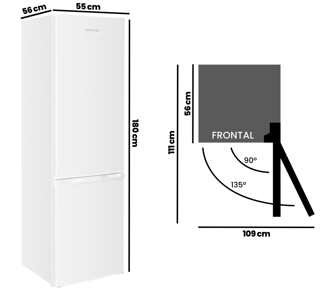 Frigorífico Combi Infiniton FGC-262C80BEP 262L 180cm Defrost Blanco Clase E