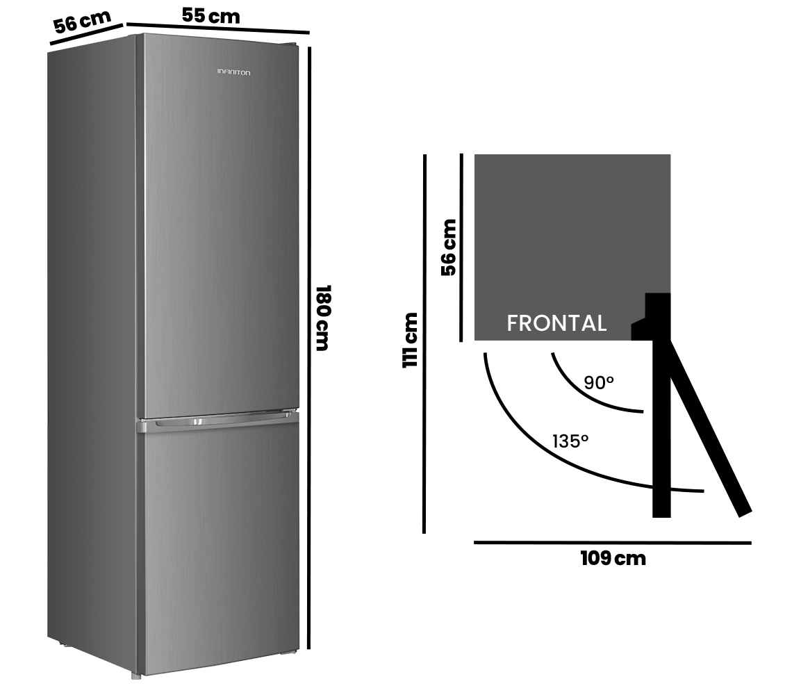 Frigorífico Combi Infiniton FGC-262C80XEV 262L 180cm Defrost Inox Clase E