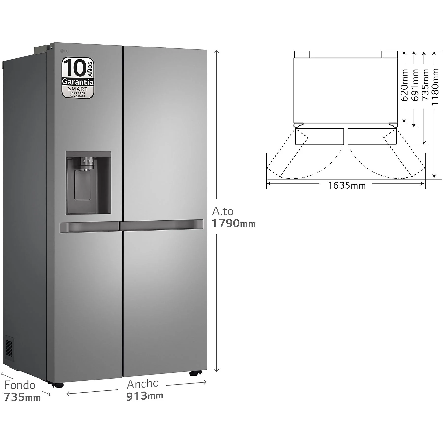 Frigorífico americano LG GSLC41PYPE Inox 179x91 cm No Frost E