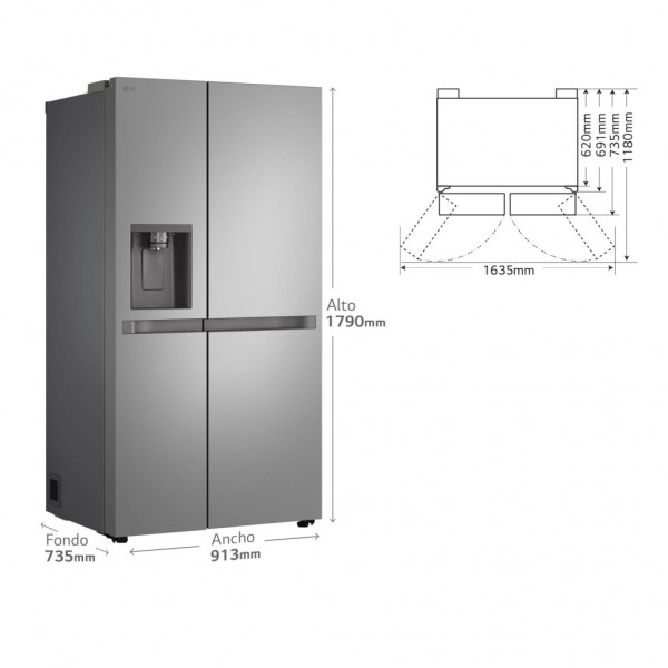 Frigorífico americano LG serie 400 GSLC40PYPE Inox 179x91 cm No Frost E
