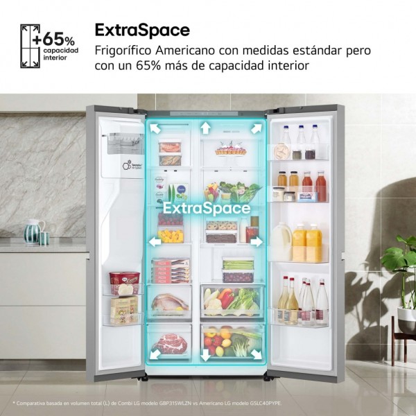 Frigorífico americano LG serie 400 GSLC40PYPE Inox 179x91 cm No Frost E
