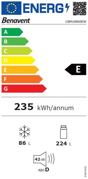 Frigorífico Combi Benavent CBM18860EW 188x60cm E No Frost Blanco