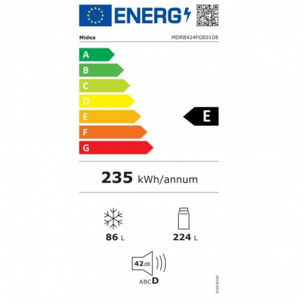Frigorífico Combi Midea MDRB424FGE01OE No Frost 188x60cm 310 L 4 Cajones Eficiencia E  Bla