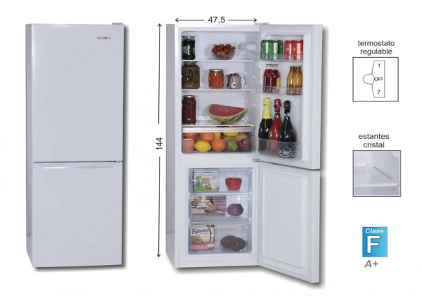 Frigorífico Combi Rommer FCM245 144x47cm E Blanco