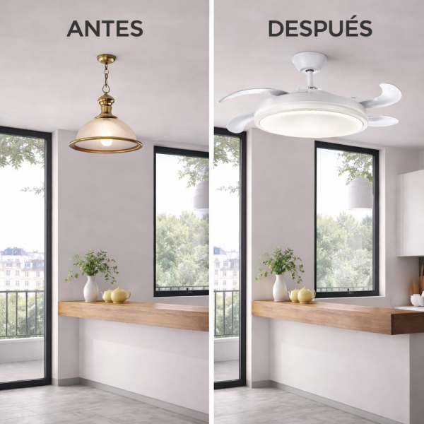 Ventilador Dc Guerrero 44w Blanco 4asp 107d 4900lm 3500-4000-6500k Remoto Y Temporizador