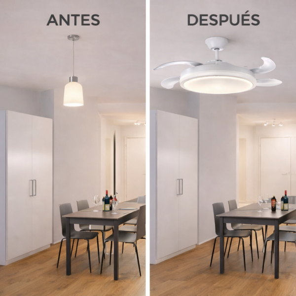 Ventilador Dc Guerrero 44w Blanco 4asp 107d 4900lm 3500-4000-6500k Remoto Y Temporizador