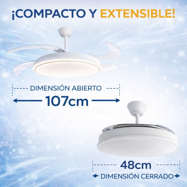Ventilador Dc Guerrero 44w Blanco 4asp 107d 4900lm 3500-4000-6500k Remoto Y Temporizador
