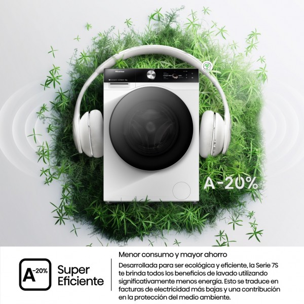 Lavadora carga frontal Hisense WF7S1247BW Blanco negro 12 kg 1400 rpm A