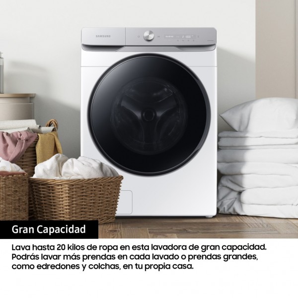 Lavadora Samsung 20kg Carga Frontal | 1000 rpm | Clase A | Blanca | Modelo WF20DG8650BWU3 