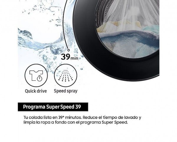 Lavadora carga frontal Samsung WW11DG5B25THEC Blanco 11 kg 1400 rpm A