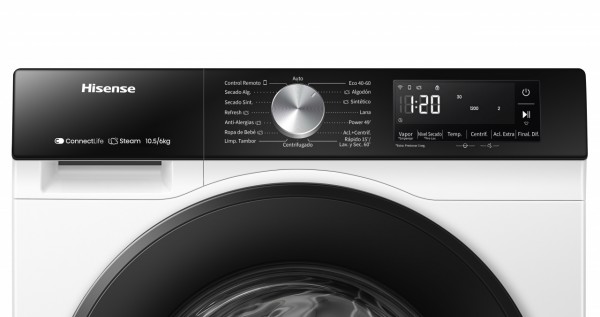 Lavasecadora Hisense 20013535-WD3S1043BW3, Blanco, lavado 10.5 kg, secado 6 kg, D