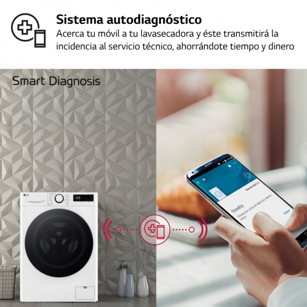 Lavasecadora LG F2DR5S09A1W, 9+5kg, 1400rpm Fondo reducido 47cm