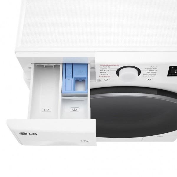 Lavasecadora LG F2DR5S09A1W, 9+5kg, 1400rpm Fondo reducido 47cm