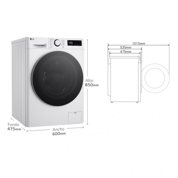 Lavasecadora LG F2DR5S09A1W, 9+5kg, 1400rpm Fondo reducido 47cm