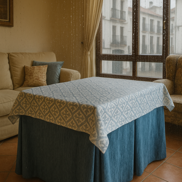 Mesa Camilla  Premium Completa Rectangular Ropa Egipto y Tapete Cairo/Guiza