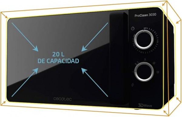 Microondas Cecotec ProClean 3030 20L 700W Ready2Clean Negro Elegante