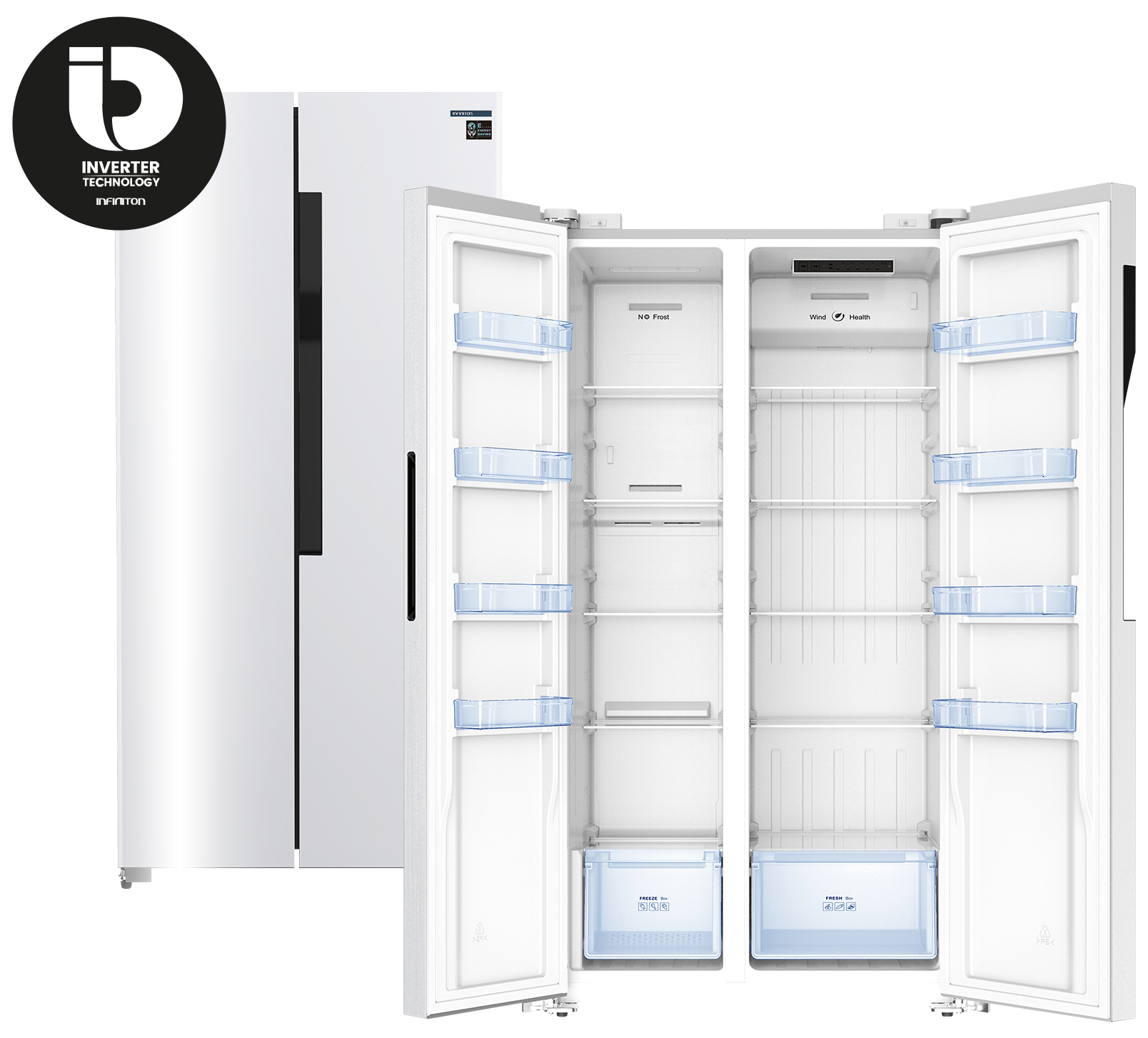 Frigorífico Americano INFINITON SBS-456A78WEG Blanco 410L Clase E No Frost