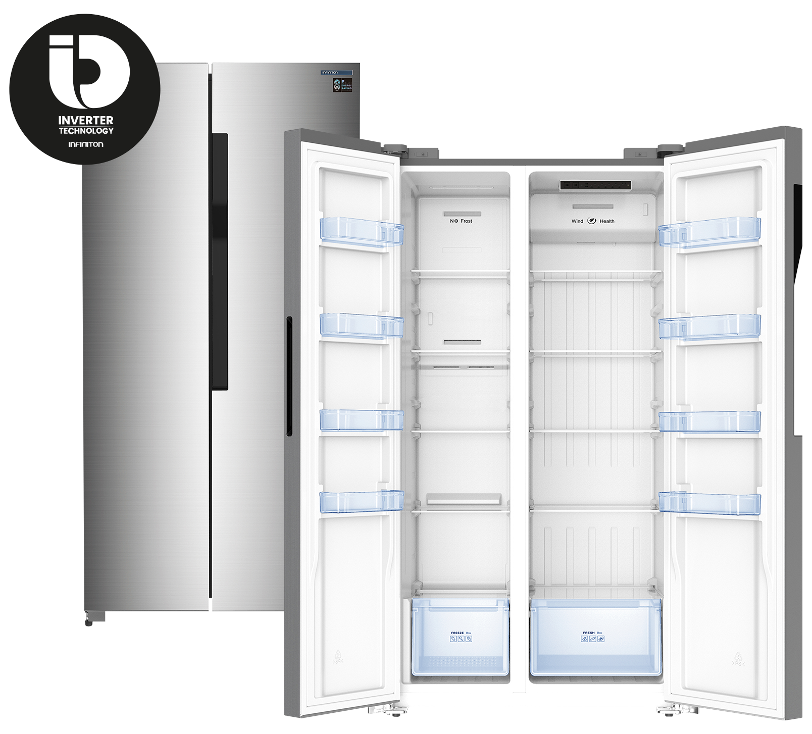 Frigorífico Americano Infiniton SBS-456A78XEL Inox 410L Clase E Total No Frost