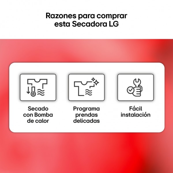 Secadora LG RHA1008NWK | 8 kg, Bomba de Calor A++, Antiarrugas, Blanca