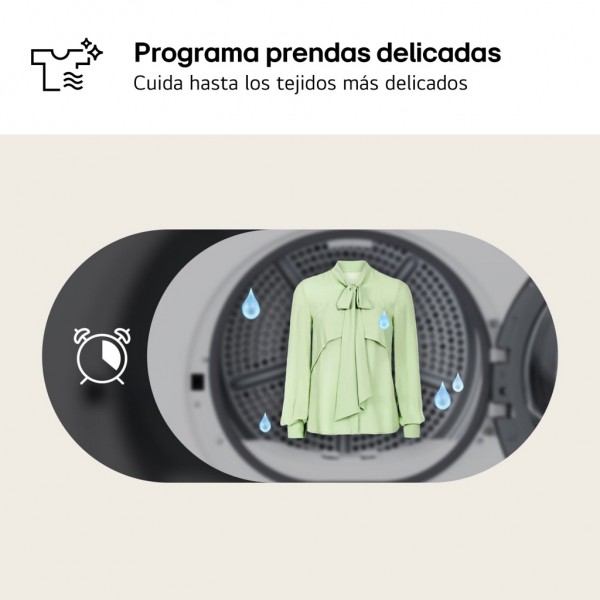 Secadora LG RHA1008NWK | 8 kg, Bomba de Calor A++, Antiarrugas, Blanca